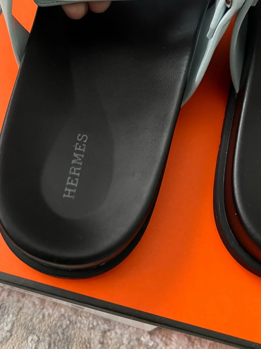 Hermes Light Blue Men’s Blossom Mules